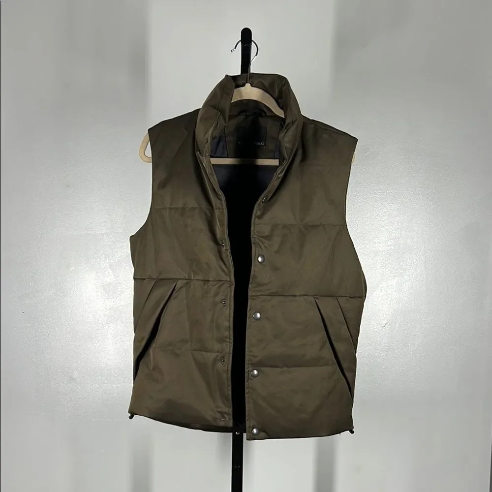 Banana Republic Brown Quilted Vest High Collar